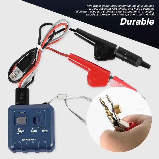 Alt view image 4 of 7 - Pro3000 Tone Generator and Probe Kit, Wire Tracer Cable Toner, Handheld Telephone Line Finder Network Cable Tester with SmartTone Technology Electrical Tool Kit