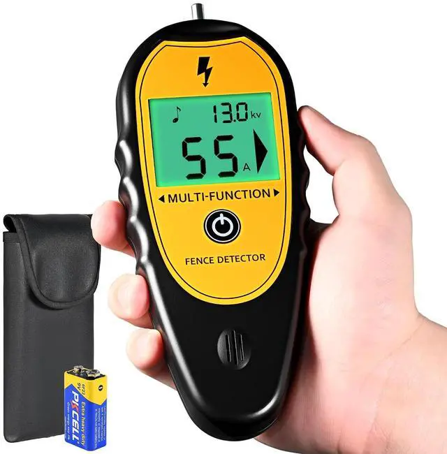 Main image of Electric Fence Tester, Digital Electric Fence Tester and Fault Finder, 200V to 15,000V Pulse Voltage Checker Meter, Backlit LCD Display, Beep Alarm