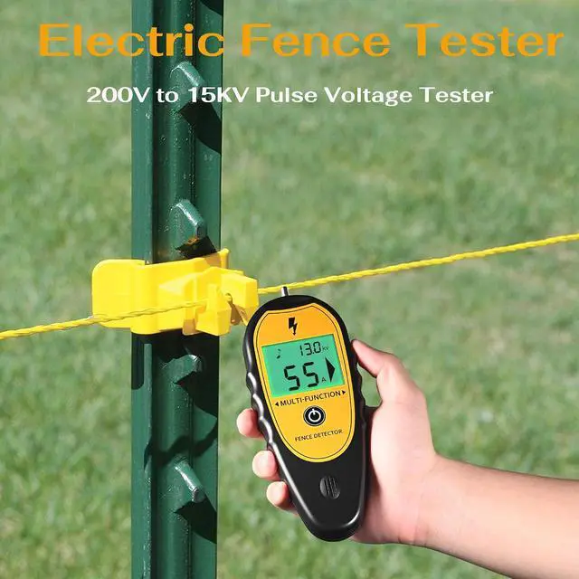 Alt view image 2 of 7 - Electric Fence Tester, Digital Electric Fence Tester and Fault Finder, 200V to 15,000V Pulse Voltage Checker Meter, Backlit LCD Display, Beep Alarm