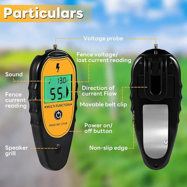Alt view image 5 of 7 - Electric Fence Tester, Digital Electric Fence Tester and Fault Finder, 200V to 15,000V Pulse Voltage Checker Meter, Backlit LCD Display, Beep Alarm
