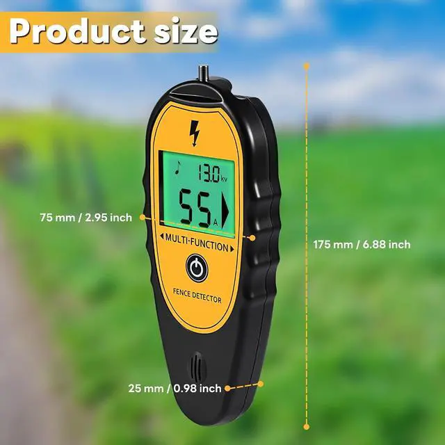 Alt view image 6 of 7 - Electric Fence Tester, Digital Electric Fence Tester and Fault Finder, 200V to 15,000V Pulse Voltage Checker Meter, Backlit LCD Display, Beep Alarm