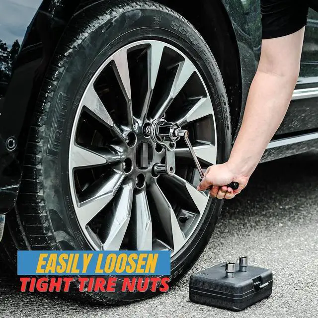 Alt view image 2 of 7 - Torque Multiplier Set 1/2 DR w/ 3 Sockets, Labor Saving Lug Nut Remover, Hand Lug Nut Wrench Kit, Portable Wrench Sockets Set (Max 680N/M, Upgraded 8-Point)