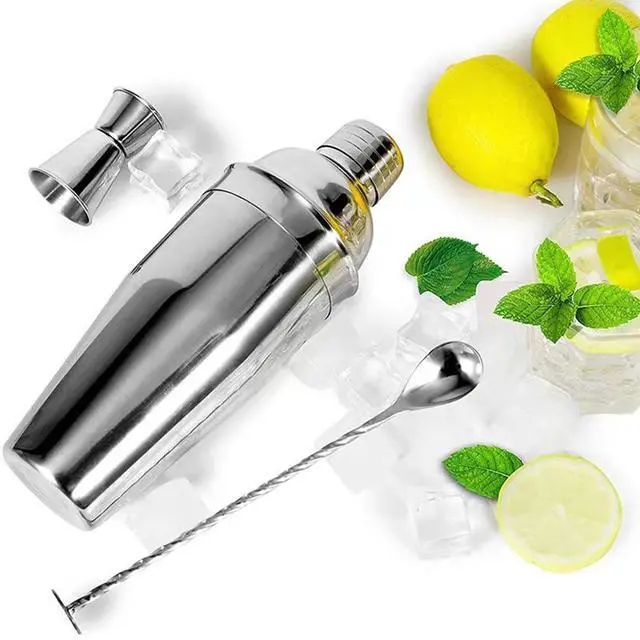 Alt view image 3 of 7 - 24oz Cocktail Shaker Set, Bartender Kit with Martini Shaker + Bar Spoon + Jigger, 304 Stainless Steel Drink Mixer Cocktail Kit with Built-in Strainer for Margarita Bartender Alcohol Gifts
