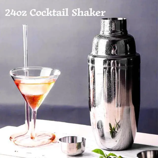 Alt view image 4 of 7 - 24oz Cocktail Shaker Set, Bartender Kit with Martini Shaker + Bar Spoon + Jigger, 304 Stainless Steel Drink Mixer Cocktail Kit with Built-in Strainer for Margarita Bartender Alcohol Gifts
