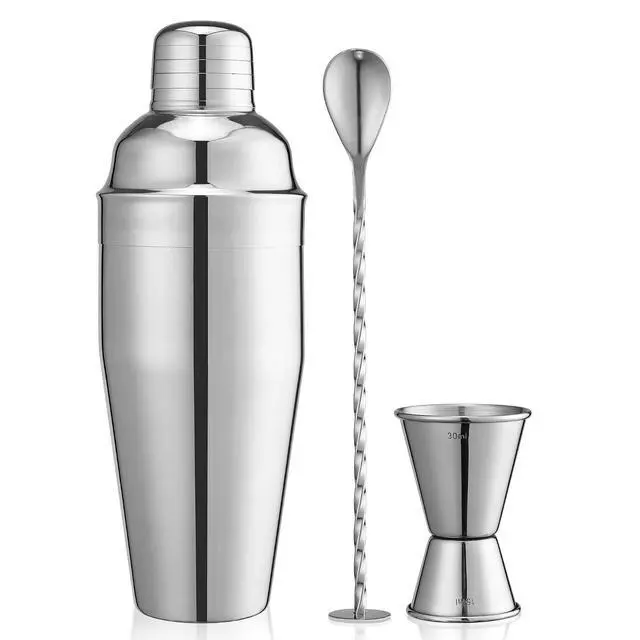 Alt view image 2 of 7 - 24oz Cocktail Shaker Set, Bartender Kit with Martini Shaker + Bar Spoon + Jigger, 304 Stainless Steel Drink Mixer Cocktail Kit with Built-in Strainer for Margarita Bartender Alcohol Gifts