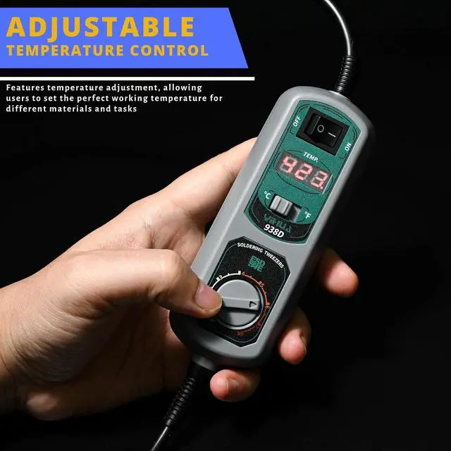 Alt view image 5 of 7 - YIHUA 938D Mini Tweezers, 110V Hot Tweezers Soldering SMT for Soldering Desoldering, Portable Soldering Iron Station Kit, LED Display, Auto-off Function, /