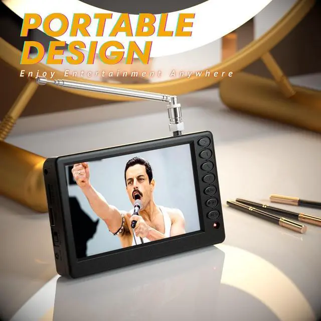Alt view image 2 of 7 - 5 Inch Portable Mini TV for Car, Pocket Battery Operated With Remote, USB Port & TF Card Slot, Small Digital/Analog ATSC for Kitchen Camping