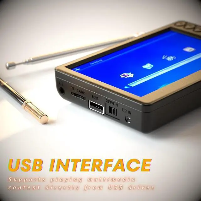 Alt view image 4 of 7 - 5 Inch Portable Mini TV for Car, Pocket Battery Operated With Remote, USB Port & TF Card Slot, Small Digital/Analog ATSC for Kitchen Camping