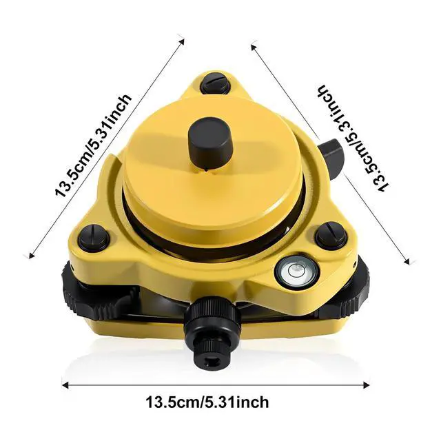 Alt view image 2 of 7 - Tribrach with Optical Plummet and Fixed Adapter Carrier, Optical Plummet Adapter with 5/8x11 Thread Mount Screw for Total Station GPS Land Surveying Tool, Yellow
