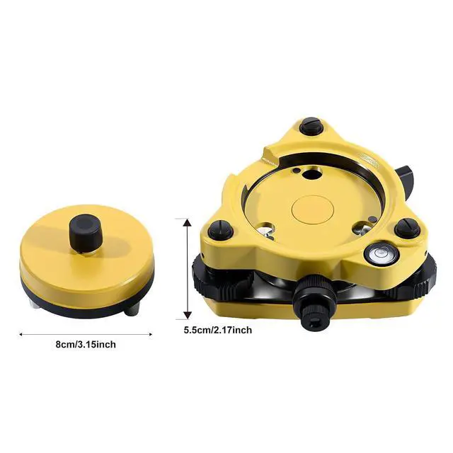 Alt view image 3 of 7 - Tribrach with Optical Plummet and Fixed Adapter Carrier, Optical Plummet Adapter with 5/8x11 Thread Mount Screw for Total Station GPS Land Surveying Tool, Yellow