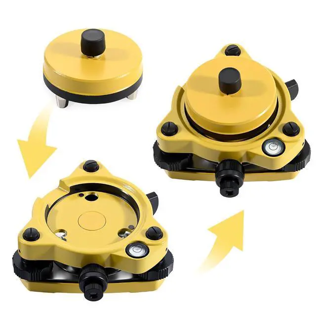 Alt view image 4 of 7 - Tribrach with Optical Plummet and Fixed Adapter Carrier, Optical Plummet Adapter with 5/8x11 Thread Mount Screw for Total Station GPS Land Surveying Tool, Yellow