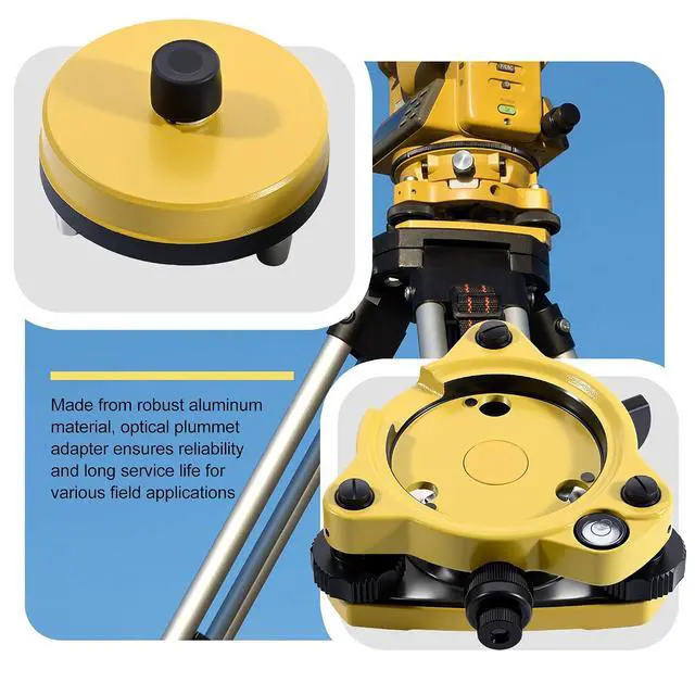 Alt view image 6 of 7 - Tribrach with Optical Plummet and Fixed Adapter Carrier, Optical Plummet Adapter with 5/8x11 Thread Mount Screw for Total Station GPS Land Surveying Tool, Yellow