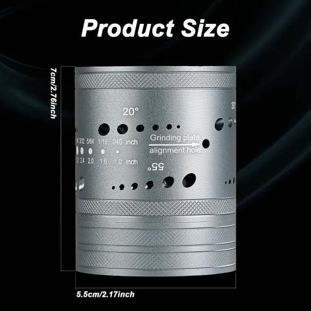 Alt view image 4 of 7 - Tungsten Electrode Sharpener Grinder Head, Universal TIG Welding Tool w/Cut-Off Slot | 6 Sizes 8 Angles, 48 Holes, 3 CNC Mandrel,10 Diamond Wheels, Fits for Most Rotary Tool