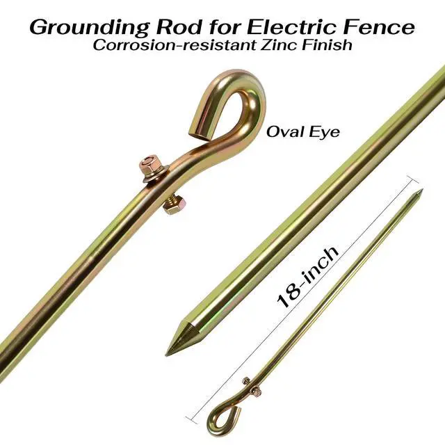 Alt view image 2 of 7 - Electric Fence Wire, 18in Grounding Rod, Alligator Clips with 3.7ft Wires, Solar Electric Fence Lead Kit Connects Solar Powered Electric Fence Energizer Charger Generator