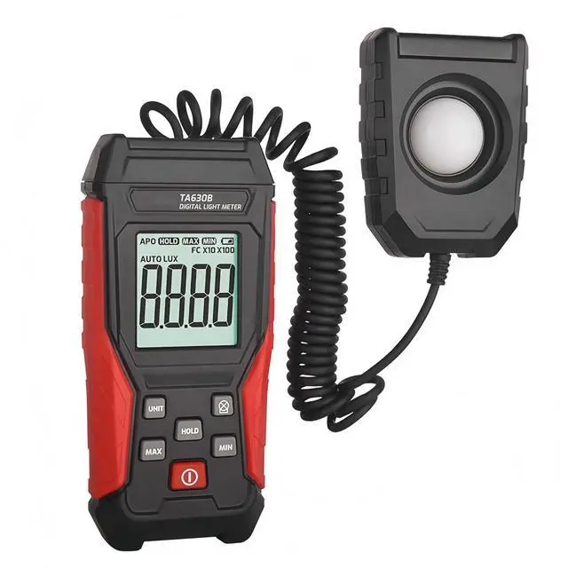 Main image of Digital Light Meter, 200-200,000 Lux Photography Light Illuminance Meter, Handheld Lumens LED Brightness Tester with Flexible Corded Sensor & Backlight LCD Display LUX/FC