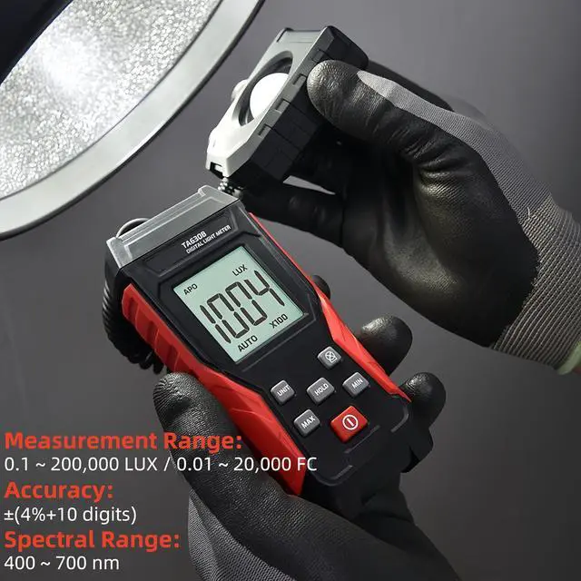 Alt view image 2 of 7 - Digital Light Meter, 200-200,000 Lux Photography Light Illuminance Meter, Handheld Lumens LED Brightness Tester with Flexible Corded Sensor & Backlight LCD Display LUX/FC