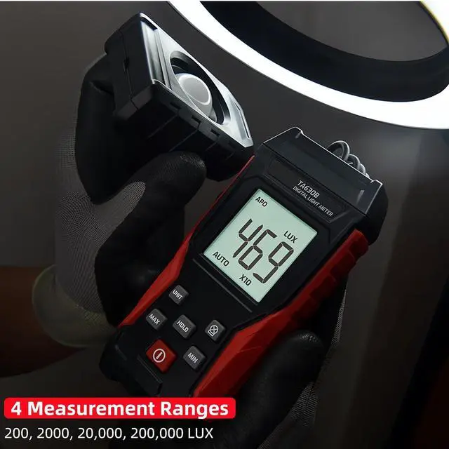 Alt view image 3 of 7 - Digital Light Meter, 200-200,000 Lux Photography Light Illuminance Meter, Handheld Lumens LED Brightness Tester with Flexible Corded Sensor & Backlight LCD Display LUX/FC