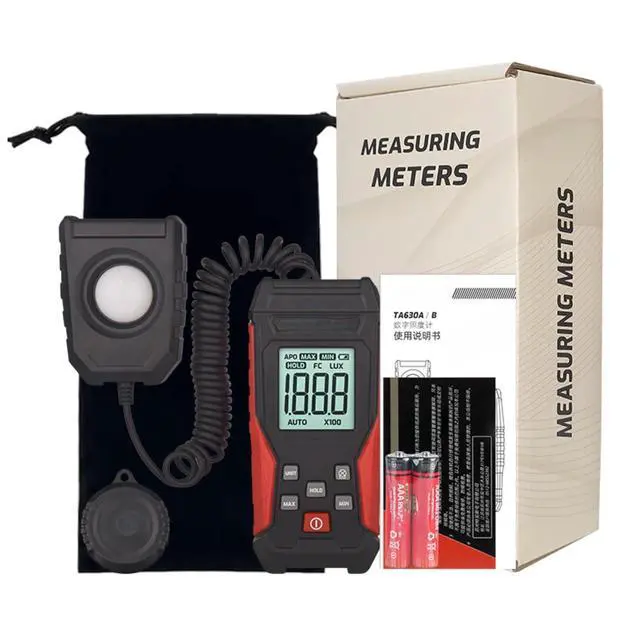 Alt view image 7 of 7 - Digital Light Meter, 200-200,000 Lux Photography Light Illuminance Meter, Handheld Lumens LED Brightness Tester with Flexible Corded Sensor & Backlight LCD Display LUX/FC