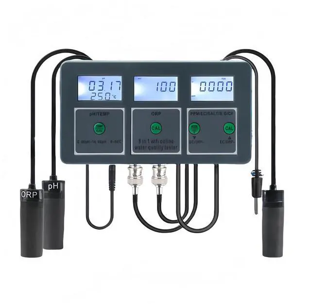 Main image of 8 in 1 Water Quality Tester, Tuya WiFi Smart Water Quality Meter, DC 6V Wall Mount Digital Aquarium Water Monitor for Fish Tank Hydroponics Labs PH/S.G/EC/Salt/ORP/TDS/CF/Temp