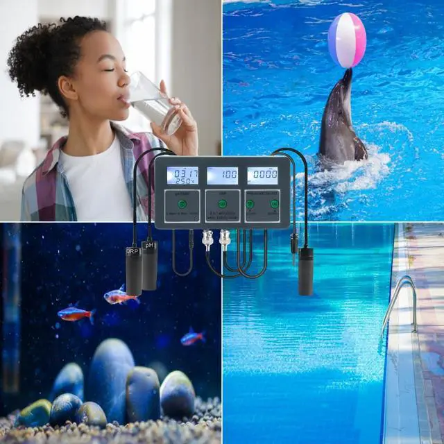 Alt view image 6 of 7 - 8 in 1 Water Quality Tester, Tuya WiFi Smart Water Quality Meter, DC 6V Wall Mount Digital Aquarium Water Monitor for Fish Tank Hydroponics Labs PH/S.G/EC/Salt/ORP/TDS/CF/Temp
