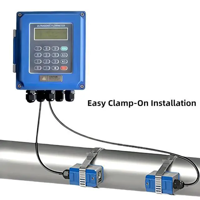 Alt view image 6 of 7 - Ultrasonic Water Flow Meter, TUF-2000B Digital Water Liquid Flowmeter Tester, TS-2 TM-1 Ultrasonic Clamp-on Transducers Sensors, LCD Display IP68 Protection for Pipe DN15-700mm
