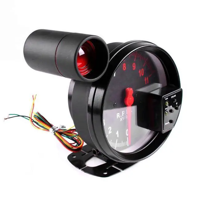 Alt view image 7 of 7 - 5 Inch Tachometer, 11000 RPM Gauge with Shift Light, 7 Color Backlight, Peak Sound LED Flash Warning, for Motorcycle & Automotive Replacement