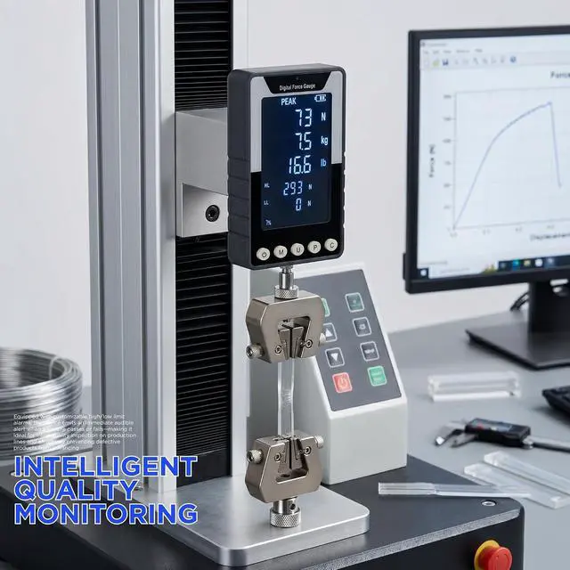 Alt view image 5 of 7 - 1000N Digital Force Gauge, N/Kg/Lb Units Push/Pull Gauge, Compression Tester, Tension Push Pull Force Meter Scale, with USB Output, Battery-Powered