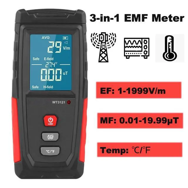 Alt view image 2 of 7 - EMF Detector, Rechargeable EMF Meter, LCD Handheld Electromagnetic Field Radiation Detector, EF MF EMF Reader for Home Office Indoor Outdoor Ghost Hunting Equipment