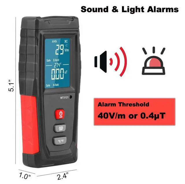 Alt view image 5 of 7 - EMF Detector, Rechargeable EMF Meter, LCD Handheld Electromagnetic Field Radiation Detector, EF MF EMF Reader for Home Office Indoor Outdoor Ghost Hunting Equipment