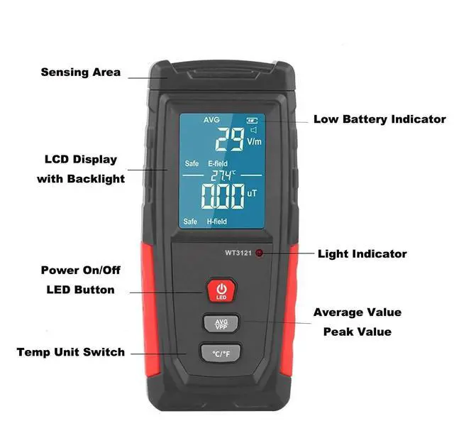 Alt view image 6 of 7 - EMF Detector, Rechargeable EMF Meter, LCD Handheld Electromagnetic Field Radiation Detector, EF MF EMF Reader for Home Office Indoor Outdoor Ghost Hunting Equipment
