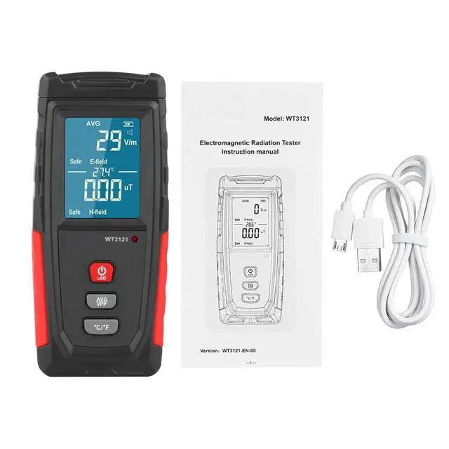 Alt view image 7 of 7 - EMF Detector, Rechargeable EMF Meter, LCD Handheld Electromagnetic Field Radiation Detector, EF MF EMF Reader for Home Office Indoor Outdoor Ghost Hunting Equipment