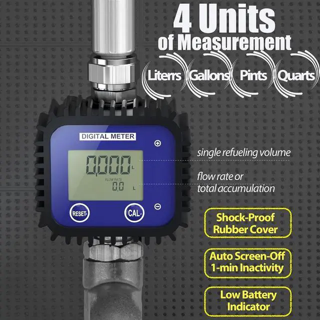 Alt view image 2 of 7 - Air Operated Oil Control Valve, Digital Flow Meter Oil Metering Gun, 10 GPM 1500 PSI Heavy Duty Engine Motor Oil Dispenser Nozzle, 1/2 inch NPT Inlet