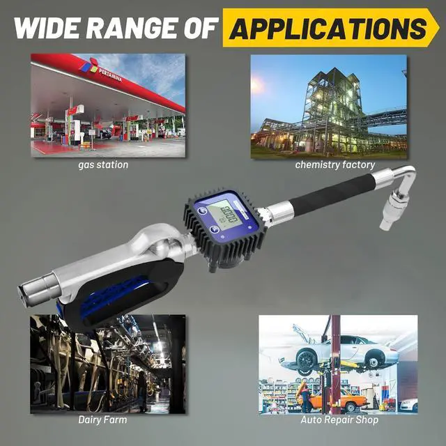 Alt view image 7 of 7 - Air Operated Oil Control Valve, Digital Flow Meter Oil Metering Gun, 10 GPM 1500 PSI Heavy Duty Engine Motor Oil Dispenser Nozzle, 1/2 inch NPT Inlet