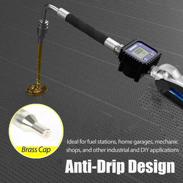 Alt view image 5 of 7 - Air Operated Oil Control Valve, Digital Flow Meter Oil Metering Gun, 10 GPM 1500 PSI Heavy Duty Engine Motor Oil Dispenser Nozzle, 1/2 inch NPT Inlet