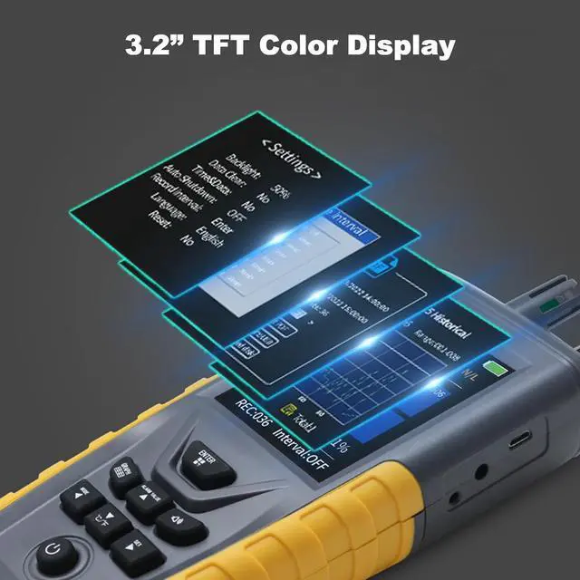 Alt view image 6 of 7 - Air Quality Monitor, PM0.3/2.5/10 Dust Particle Counter, High Sensitivity 3-Channel Air Quality Tester, Temperature & Humidity Meter, Data Storage/Transfer, Tripod Mount