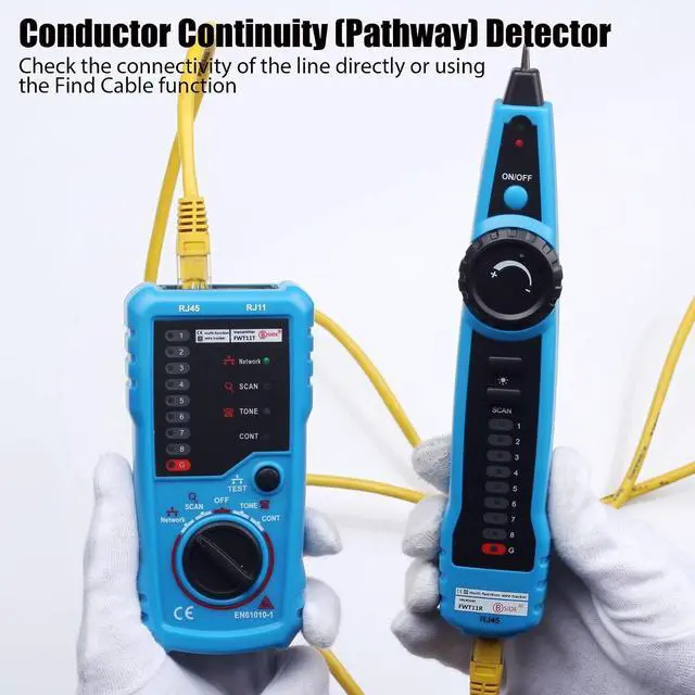 Alt view image 6 of 7 - Network Cable Tester, Multifunction Digital Signal Cable Toner, Cat5 Cat6 Ethernet LAN Network Wire Tracer with Probe Tone, RJ11 RJ45 Telephone Line Tester for Line Continuity Metal Wire Detector