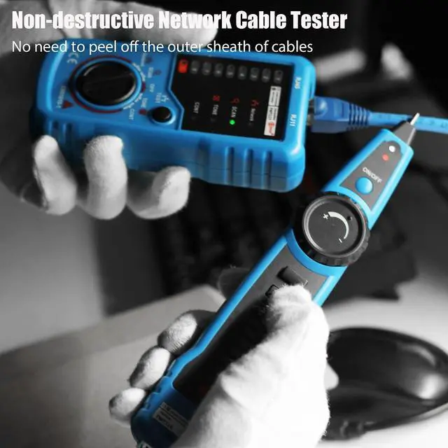 Alt view image 7 of 7 - Network Cable Tester, Multifunction Digital Signal Cable Toner, Cat5 Cat6 Ethernet LAN Network Wire Tracer with Probe Tone, RJ11 RJ45 Telephone Line Tester for Line Continuity Metal Wire Detector