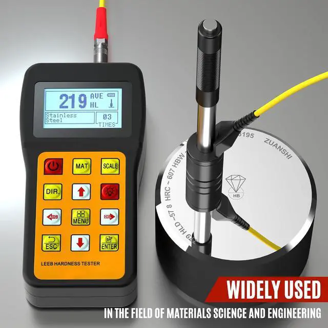 Alt view image 2 of 7 - Non-Destructive Metal Hardness Tester, Digital Metal Hardness Test Kit, Leeb Metal Tester w/Type D Impact Device for Steel Aluminum Alloy Iron, 170-960HLD, 7 Hardness Units & Multi Scales