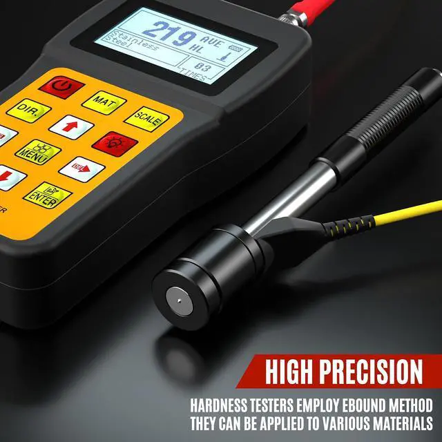 Alt view image 3 of 7 - Non-Destructive Metal Hardness Tester, Digital Metal Hardness Test Kit, Leeb Metal Tester w/Type D Impact Device for Steel Aluminum Alloy Iron, 170-960HLD, 7 Hardness Units & Multi Scales