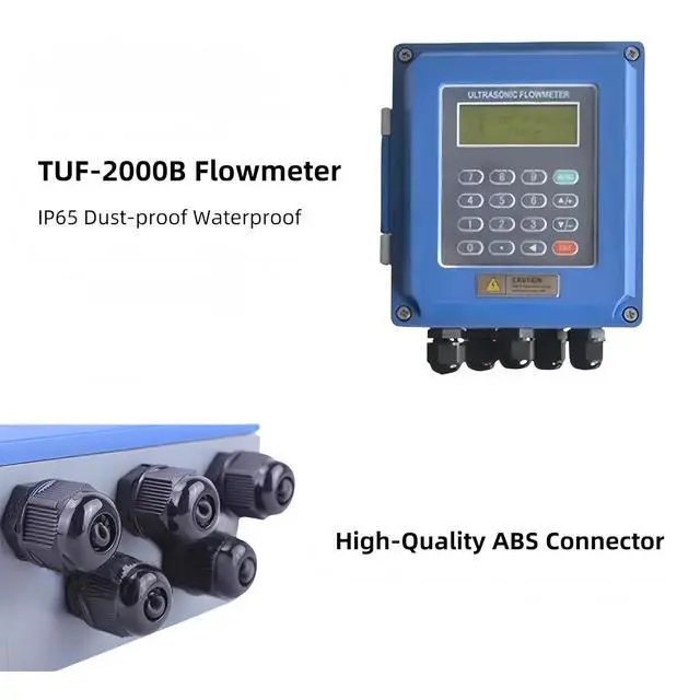 Alt view image 3 of 7 - Ultrasonic Water Flow Meter, TUF-2000B Digital Water Liquid Flowmeter Tester, TS-2 TM-1 Ultrasonic Clamp-on Transducers Sensors, LCD Display IP68 Protection for Pipe DN15-700mm