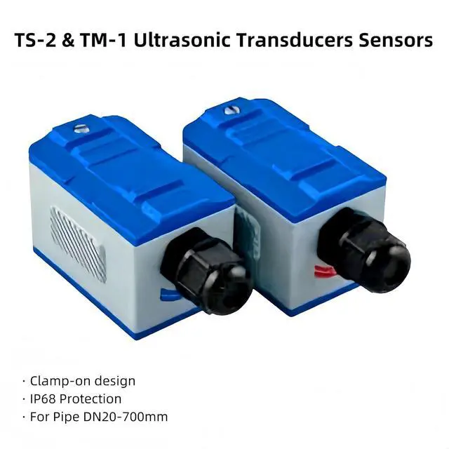 Alt view image 4 of 7 - Ultrasonic Water Flow Meter, TUF-2000B Digital Water Liquid Flowmeter Tester, TS-2 TM-1 Ultrasonic Clamp-on Transducers Sensors, LCD Display IP68 Protection for Pipe DN15-700mm