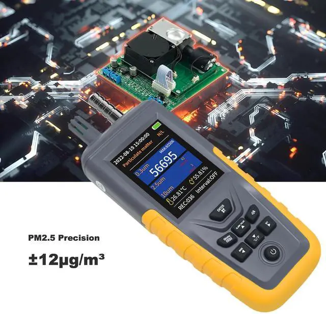 Alt view image 4 of 7 - Air Quality Monitor, PM0.3/2.5/10 Dust Particle Counter, High Sensitivity 3-Channel Air Quality Tester, Temperature & Humidity Meter, Data Storage/Transfer, Tripod Mount