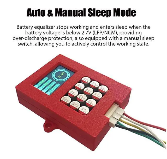 Alt view image 5 of 7 - 5A 4S LiFePo4 & NCM Active Battery Balancer, 12V, 0-5.5A Adaptive, Digital Voltage Display (DS0855), Red, Type A/B Plug