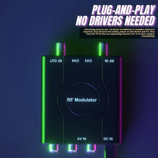 Alt view image 6 of 7 - RCA to Coaxial Adapter, RF Coaxial Modulator, CVBS RF Adapter, VHF Converter, Channel 3/4 Switch for Game & Video Hub, DVD, VCR Player, PS2 PS3 PS4