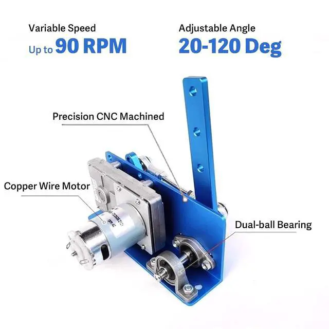 Alt view image 2 of 7 - DC 24V Reciprocating Swing Motor, Adjustable 20-120° Variable Speed 90RPM Electric Motor for Automatic Hammock Rocker Swing Pusher Dynamic Advertising DIY Design