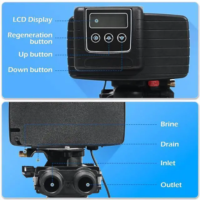 Alt view image 3 of 7 - Time Type 5600SXT Water Softener Control Head, 110V Water Softener System Filter Control Head, Electronic Water Softener Valve, Inlet/Outlet DN25, Complete Accessories