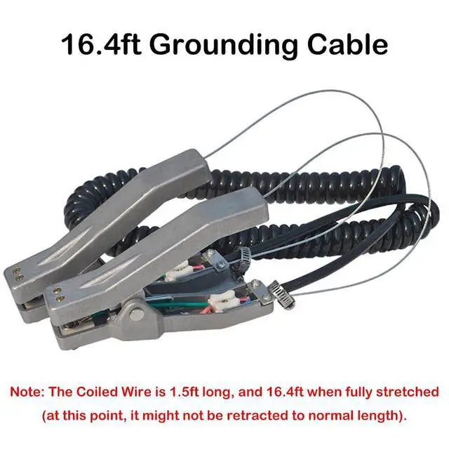 Alt view image 3 of 7 - Ground Cable Clamp, 16.4ft Coiled Grounding Cable, Aluminum Alloy Anti Static Grounding Clamp, 3 Copper Nails, Clamps 23mm, for Gas Station Oil Depot Tank Chemical Plant