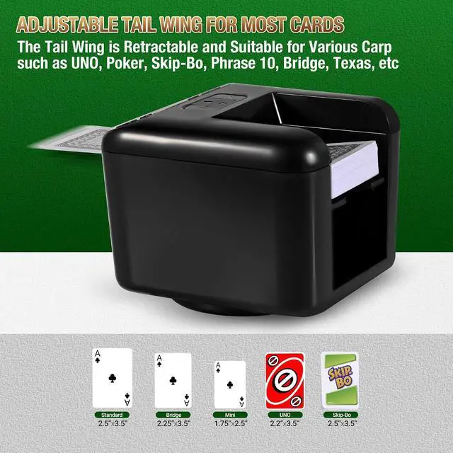 Alt view image 3 of 7 - Automatic Card Dealer Machine, 1/2/3 Deck Playing Cards Dealer, Rechargeable 180° 360° Rotating Robot Card Dealing Machine for Uno Phase 10 Five Crowns Casino Poker Games, Texas Holdem Mode