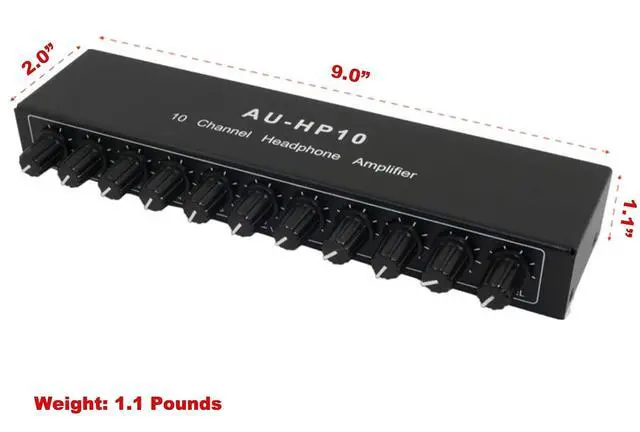 Alt view image 3 of 6 - 10 Channel Headphone Amplifier Amp, Stereo Audio Headphone Splitter Distributor, Aux Mini TRS 3.5mm Audio Interface & Cable, 12V 1A Power Adapter for Audio Mix Recording Studio Stage