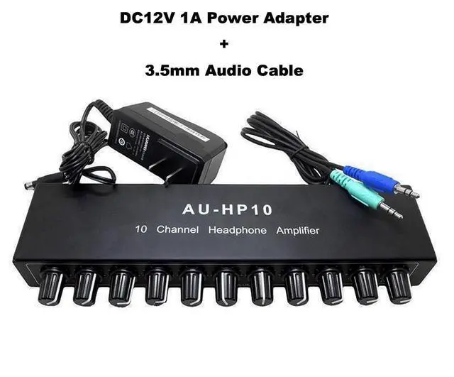Alt view image 4 of 6 - 10 Channel Headphone Amplifier Amp, Stereo Audio Headphone Splitter Distributor, Aux Mini TRS 3.5mm Audio Interface & Cable, 12V 1A Power Adapter for Audio Mix Recording Studio Stage